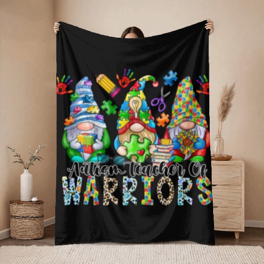 Autism Teacher Of Warriors Throw Blankets