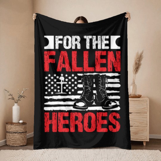 Soldier for fallen heroes military army veteran Throw Blankets