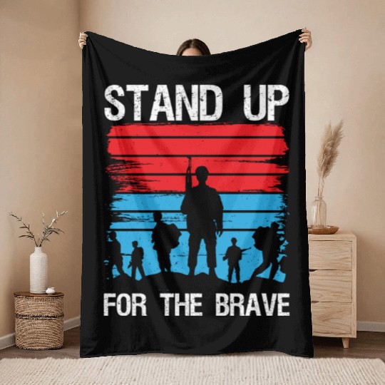 Soldier stand up for brave military army veteran Throw Blankets