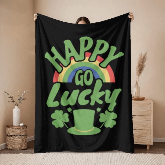Happy Go Lucky Unisex Throw Blankets