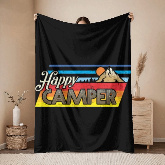 Happy Camper Throw Blankets