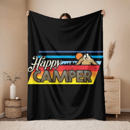 Happy Camper Throw Blankets