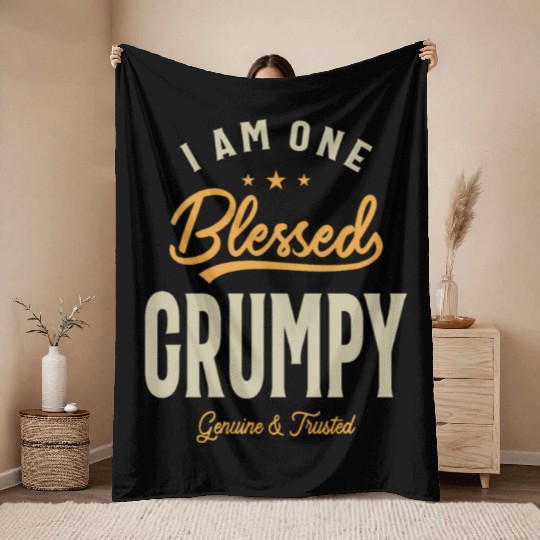 Blessed Grumpy Dad/Grandpa - Father's Day Throw Blankets