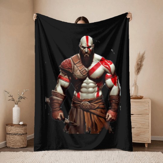iconic Kratos, the God of War Throw Blankets