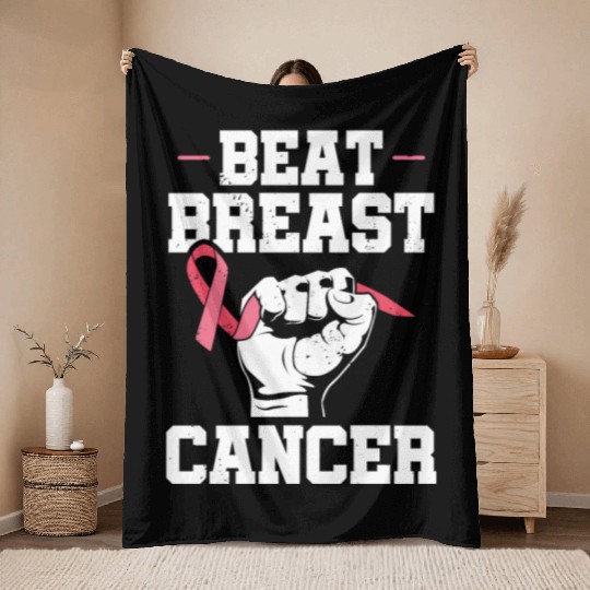 Beat Breast Cancer Advocacy Breast Cancer Throw Blankets