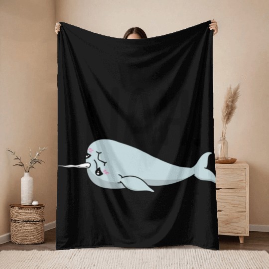 Procrastinating Narwhal Lover Aquatic Animals Throw Blankets
