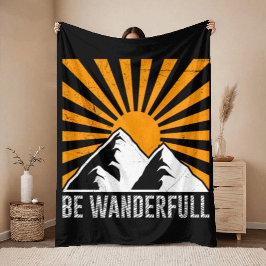 Wanderfull Hiker Mountain fan Wanderlust Mountains Throw Blankets
