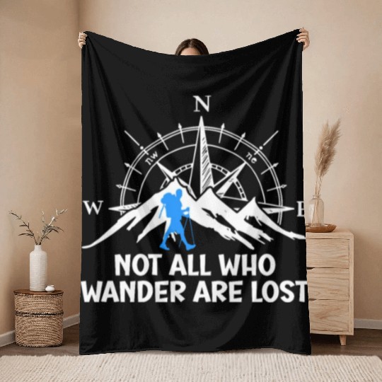 Hiker funny Wanderlust Mountaineer Hiking Throw Blankets