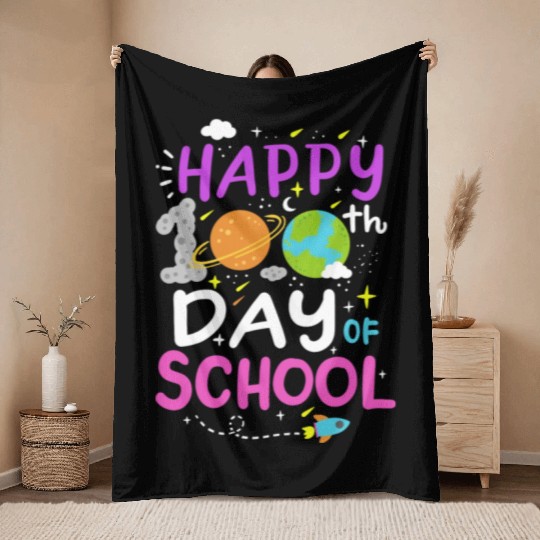 100 Days of School Science Teacher Student Throw Blankets