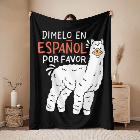 Spanish Teacher Llama Throw Blankets