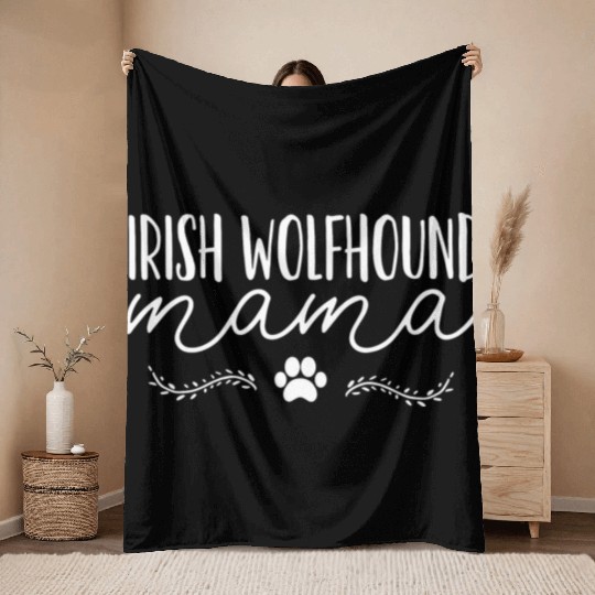 Irish Wolfhound Dog Mom Throw Blankets