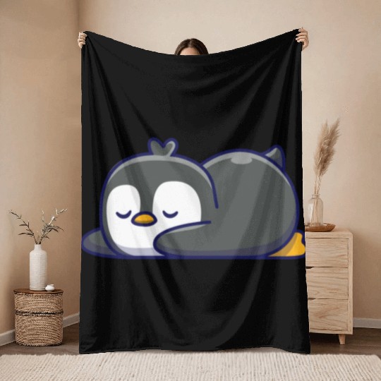 Cute Penguin Sleeping Throw Blankets