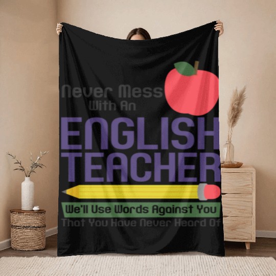 English Teacher Reading Books Vocabulary Grammar Throw Blankets