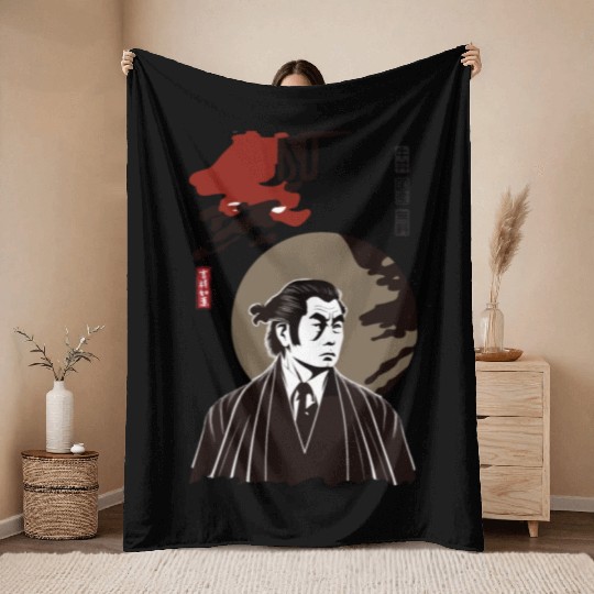 Japan Retro Yakuza Character Throw Blankets