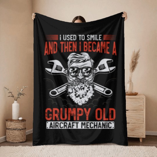 Aircraft Mechanic, airplane mechanic Throw Blankets