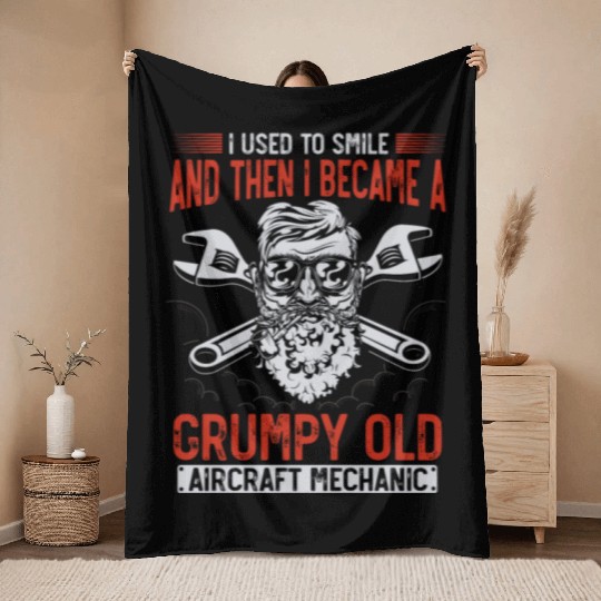 Aircraft Mechanic, airplane mechanic Throw Blankets