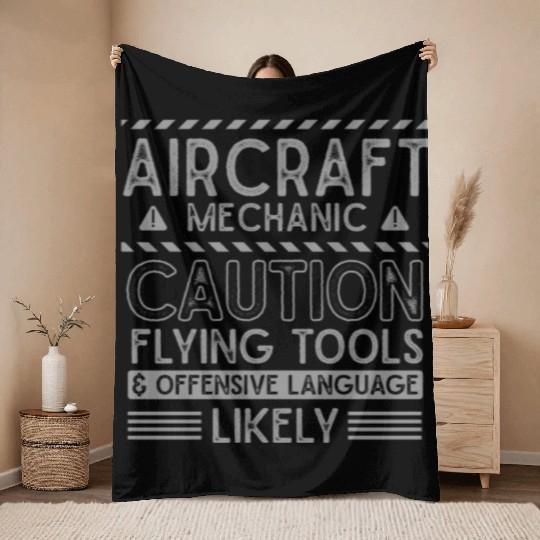 Aircraft Mechanic, airplane mechanic Throw Blankets