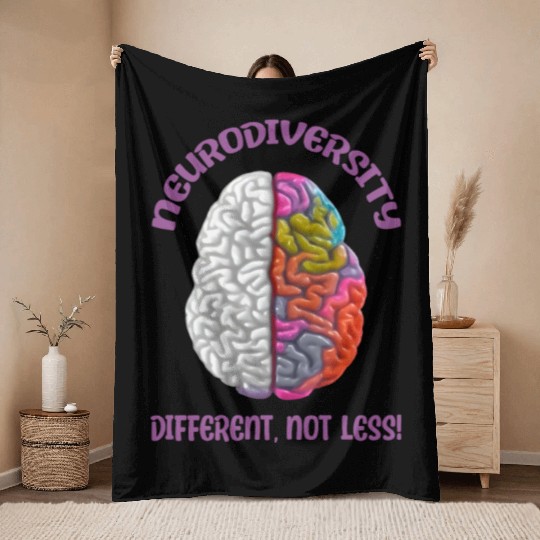 "Different, Not Less" Neurodiversity Throw Blankets