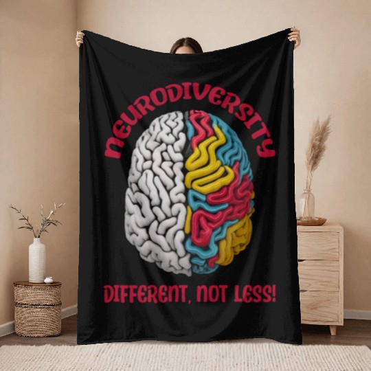 "Different, Not Less" Neurodiversity Throw Blankets