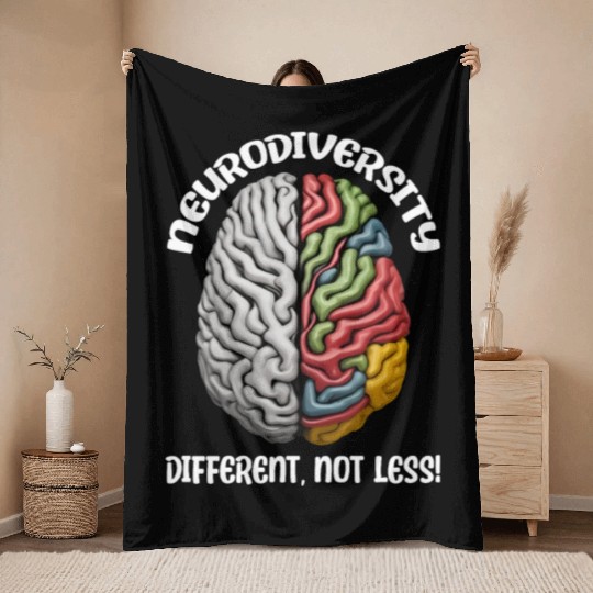 "Different, Not Less" Neurodiversity Throw Blankets