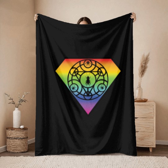 Spider Rainbow Throw Blankets