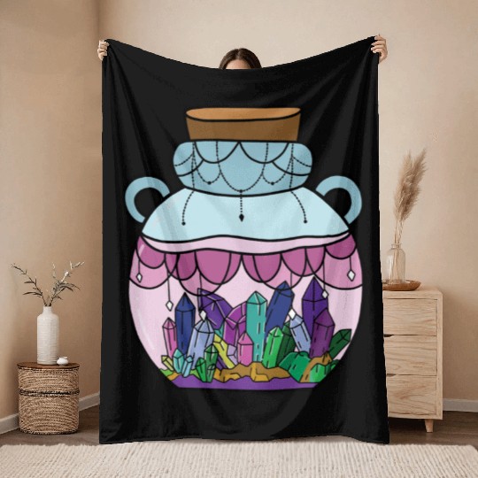 Ornate Crystal Jar Throw Blankets