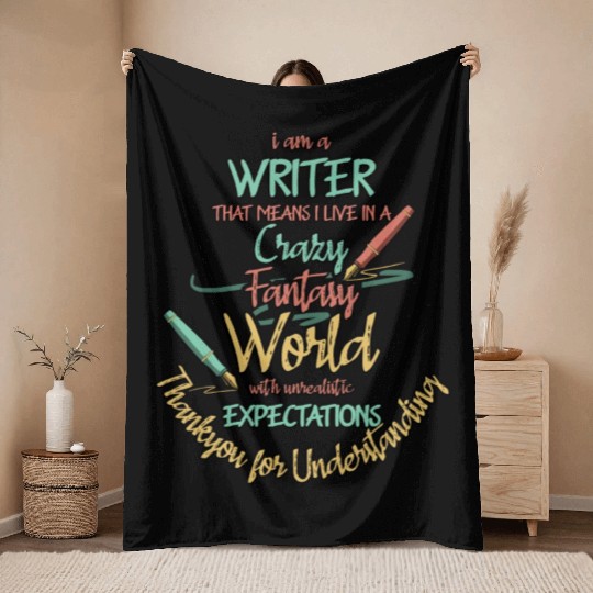 Writer Live In Fantasy World Author Throw Blankets