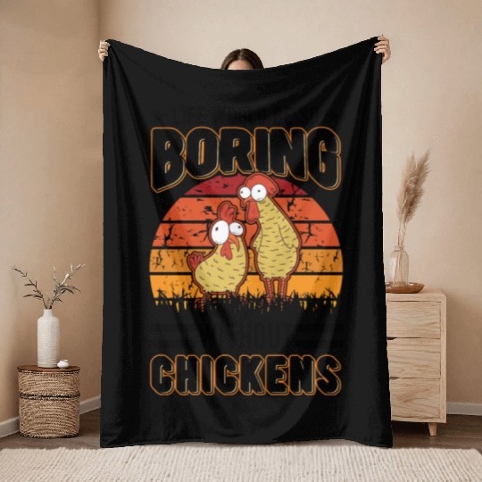 Chickens Chicken Farm Farmer Throw Blankets