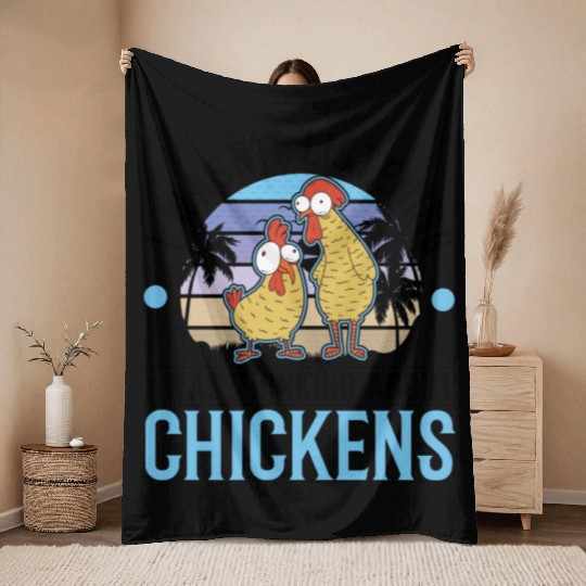 Chickens Chicken Farm Farmer Throw Blankets