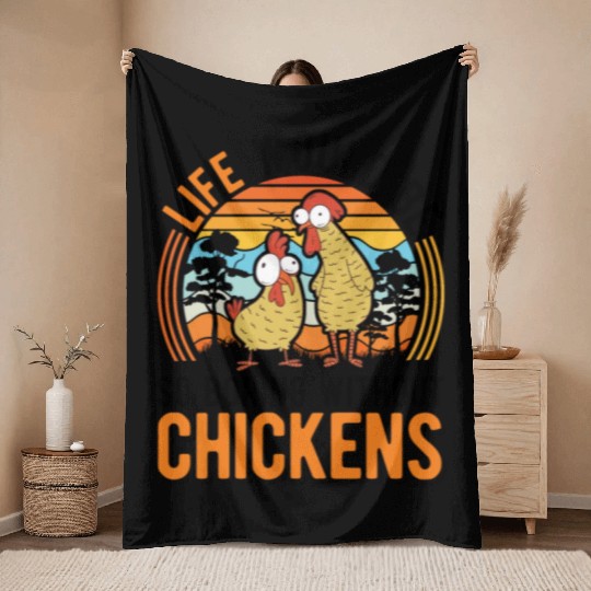 Chickens Chicken Farm Farmer Throw Blankets