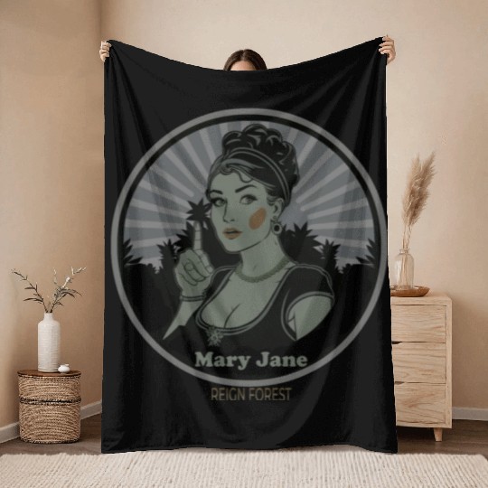Mary Jane Lady Marijuana Funny Graphic Throw Blankets