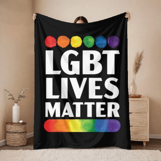 LGBT Vibes Matter Rainbow Pride Month LGBTQ Gay Throw Blankets