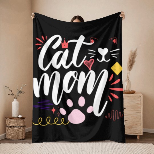 lover Cat mom, Best Cat Mom, Cats Mommy Throw Blankets