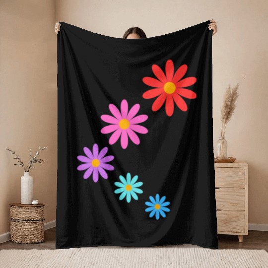falling multi colored flowers Throw Blankets