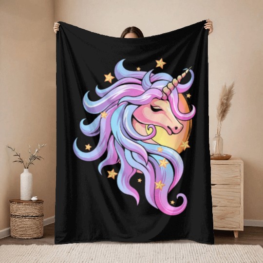 Pastel Goth Unicorn Throw Blankets