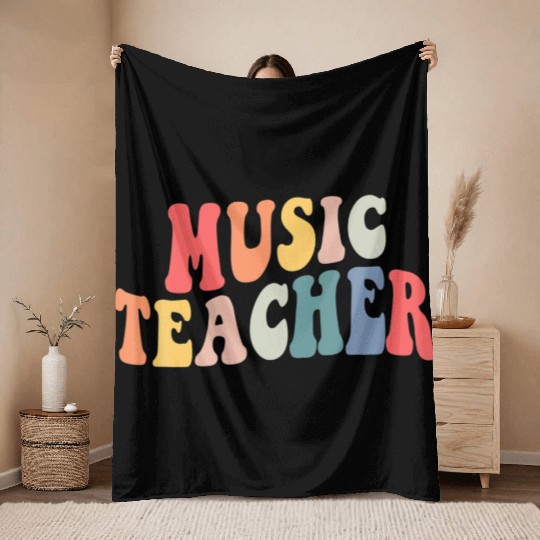 Groovy Music Teacher Team Back To School Throw Blankets