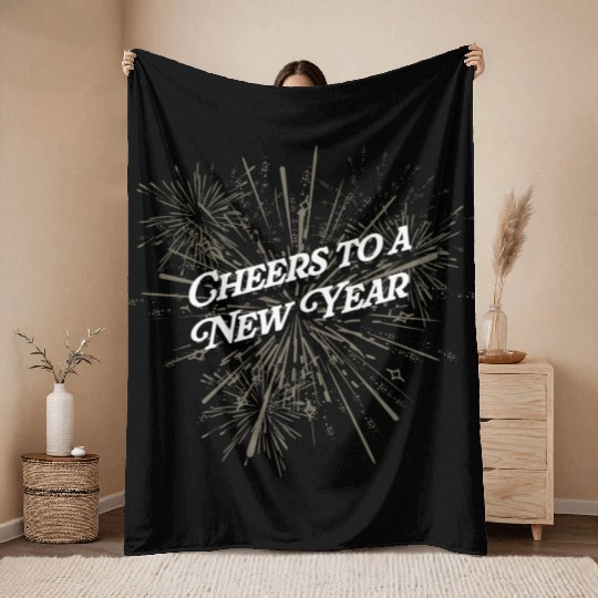 Cheers to a New Year Party Happy New Year Reunion Throw Blankets