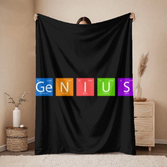 Genius Chemistry Chemical Elements Periodic Table Throw Blankets