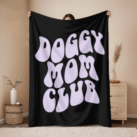 Dog Moms Club retro Pet Lover Throw Blankets