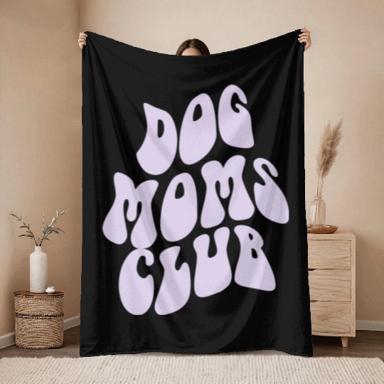 Dog Moms Club retro Pet Lover Throw Blankets