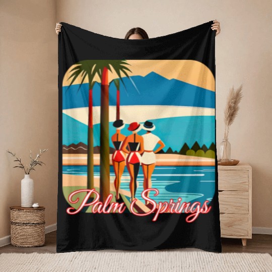 Palm Springs Swim Club Throw Blankets