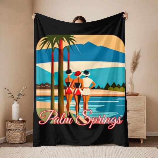 Palm Springs Swim Club Throw Blankets