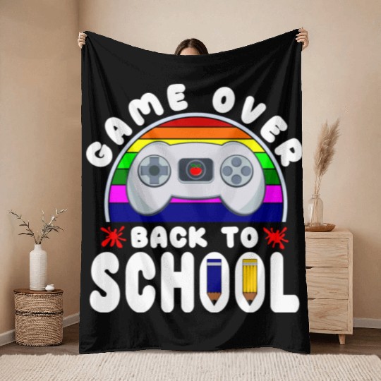 Funny Game Over Kids Student Back To School Throw Blankets