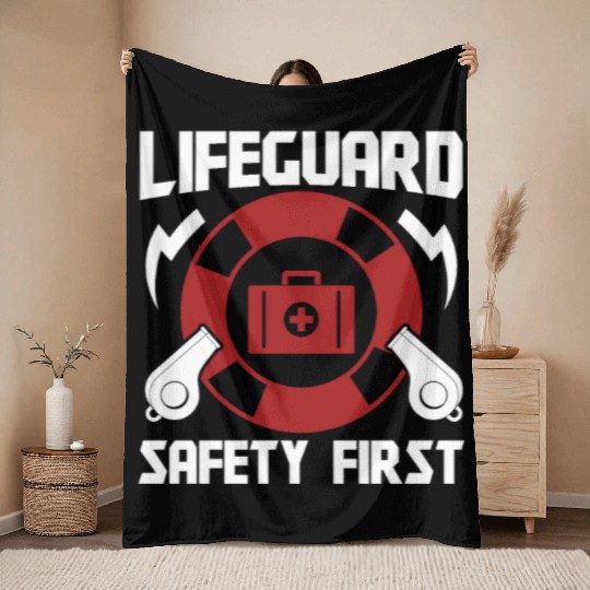 Lifeguard safety first pool guard sea rescuer Throw Blankets