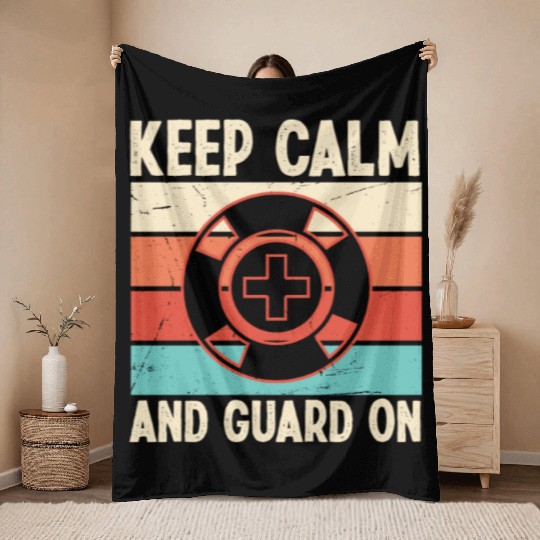 Lifeguard keep calm guard on swimming pool guard Throw Blankets