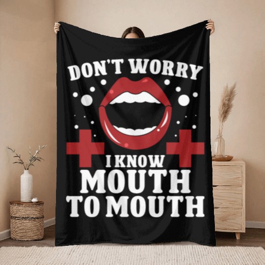 Lifeguard mouth to mouth swimming pool guard Throw Blankets