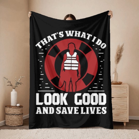 Lifeguard look good save lives swimming pool guard Throw Blankets