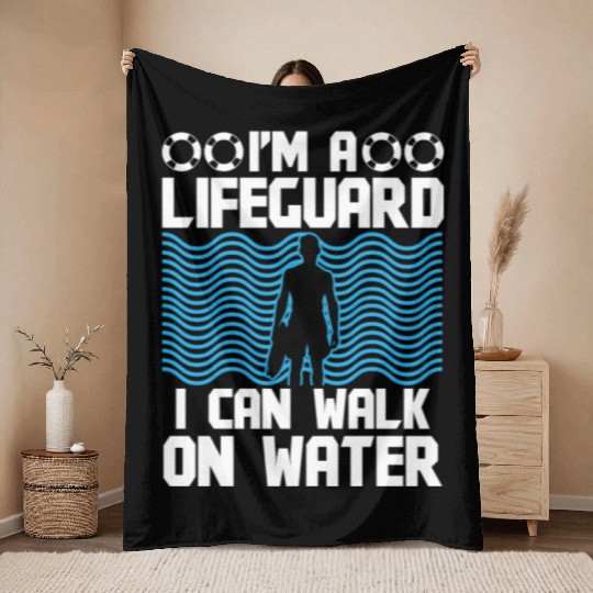 Lifeguard can walk on water swimming pool guard Throw Blankets