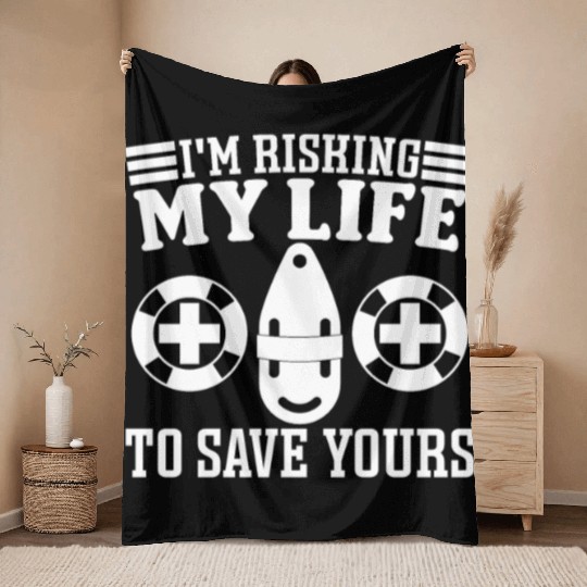 Lifeguard risking life to save yours pool guard Throw Blankets