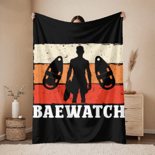 Lifeguard baewatch swimming pool guard sea rescuer Throw Blankets